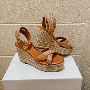 New size 7.5 Vince Camuto womens Feegella Embellished Espadrille Wedge Sandal